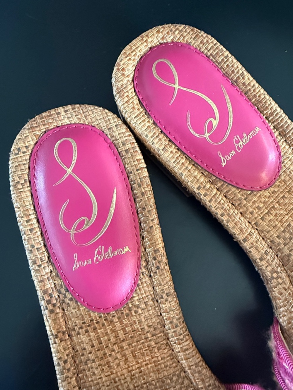 Sam Edelman Bambi 2 Pink Tweed Slide Sandals with Gold Buckles - Picture 9 of 12